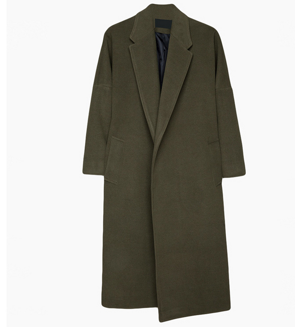 Abrigo Largo de Lana para Hombre - Estilo Coreano Oversized Otoño Invierno