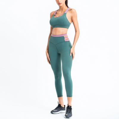 Conjunto Deportivo Yoga Mujer Ajustado Bicolor - Image 4