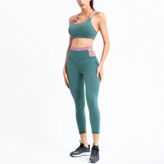 Conjunto Deportivo Yoga Mujer Ajustado Bicolor - Image 4