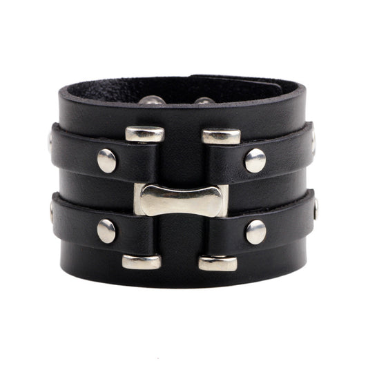 Pulsera de Cuero Punk Retro con Estilo Rebelde