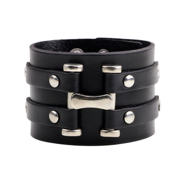 Pulsera de Cuero Punk Retro con Estilo Rebelde