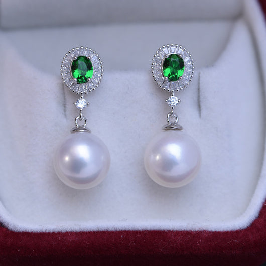 Aretes de Perlas de Agua Dulce Blancas Perfectas 10-11mm - Image 2