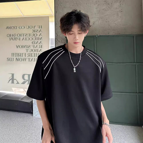 Men's American Style Short Sleeve T-Shirt with Shoulder Pads