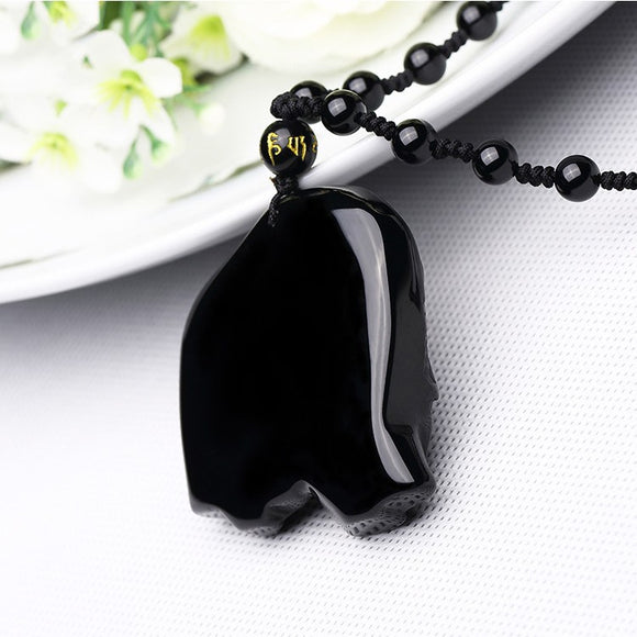 Colgante de Elefante Obsidiana Absorbe Riqueza