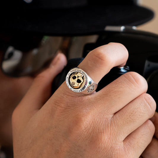 Anillo de Calavera Plata 925 Estilo Punk Rock para Hombre