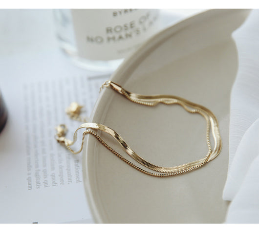 Pulsera Tobillera Doble Serpiente Chapada en Oro Rosa 18K - Image 7