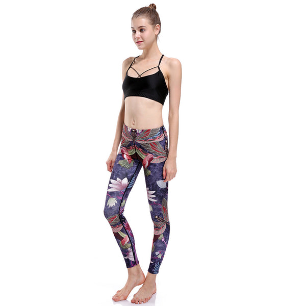 Leggings Deportivos Cintura Alta con Diseño Acuarela Colibrí 3D
