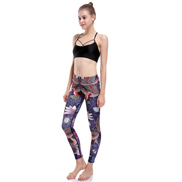 Leggings Deportivos Cintura Alta con Diseño Acuarela Colibrí 3D