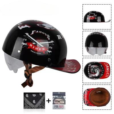 Casco Retro Motociclista con Diseño Impreso Creativo - Image 7