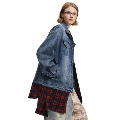 Chaqueta Denim con Costuras Irregulares y Efecto Dos Piezas - Image 29