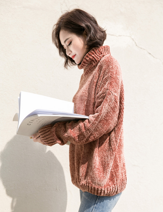 Suéter Chenilla Oversized con Capucha - Estilo Coreano para Otoño e Invierno - Image 3