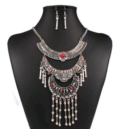 Conjunto de Collar y Aretes Turquesa Diamante Vintage - Joyería Fashion Nacional - Image 4