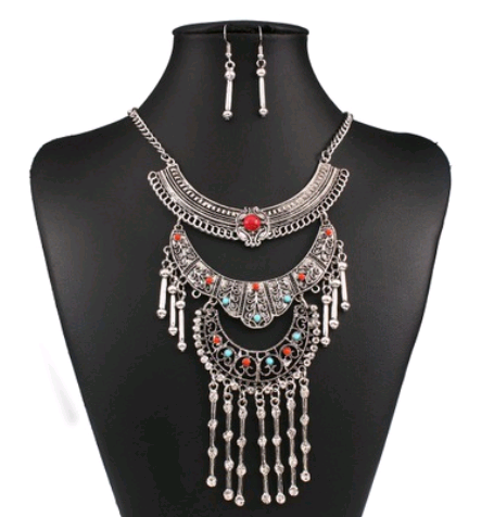 Conjunto de Collar y Aretes Turquesa Diamante Vintage - Joyería Fashion Nacional - Image 4
