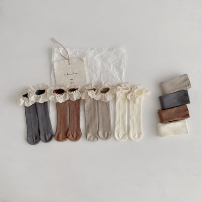 Calcetines de Encaje Morandi sin Talón - Diseño Coreano Elegante