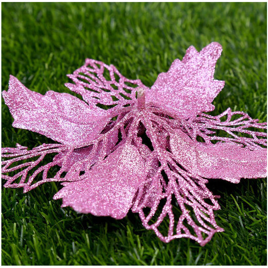 Flores Navideñas Artificiales con Brillo - Adornos para Árbol de Navidad y Decoración del Hogar - Image 6