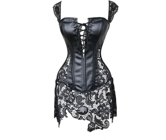 Corset de Cuero Sintético con Detalles Calados - Image 3