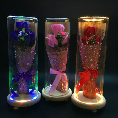 Florero Cilíndrico de Corcho y Vidrio para Flores Secas y Arreglos DIY