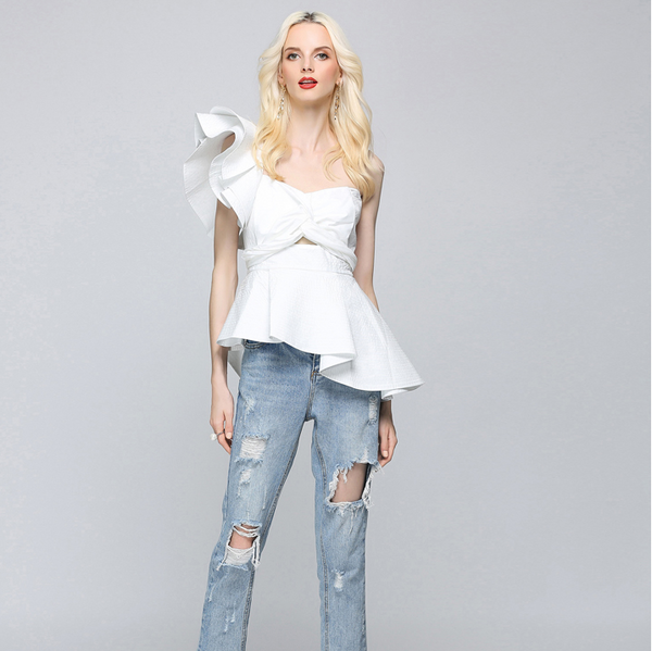 Blusa Asimétrica de Hombro Único
