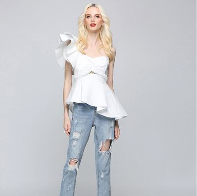 Blusa Asimétrica de Hombro Único