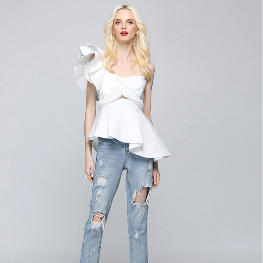 Blusa Asimétrica de Hombro Único