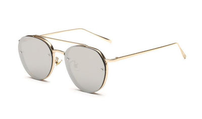 Pilot sunglasses for ladies with silver metal frames and light green gradient lenses, shown on a white background. - Image 4