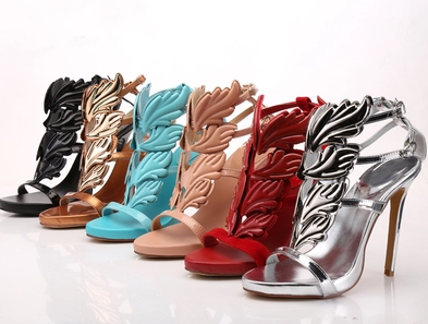 Sandalias Romanas de Verano con Alas y Strass Multicolor