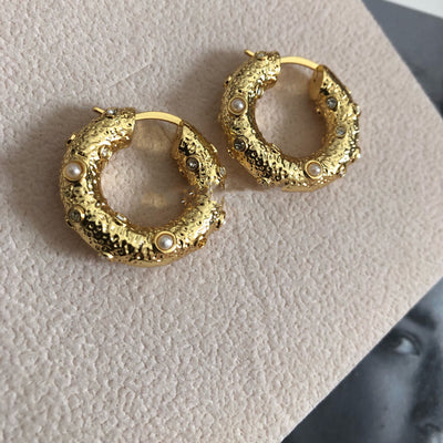 Aretes de Perla Hao Shi Círculo Dorado - Image 5