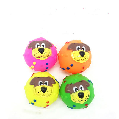 Four colorful spiked pet toy balls in green, yellow, orange, and pink, with multi-color polka dots. - Image 3