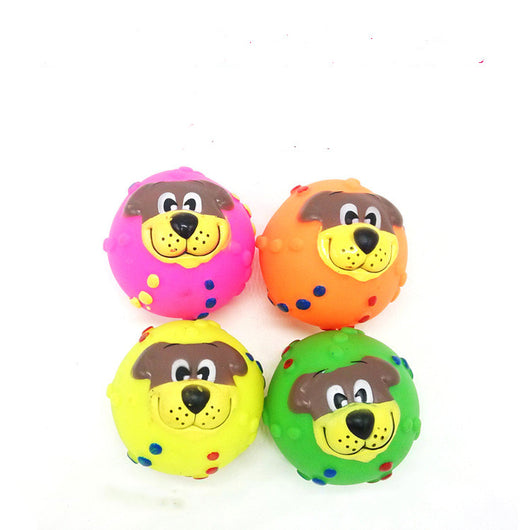 Four colorful spiked pet toy balls in green, yellow, orange, and pink, with multi-color polka dots. - Image 3