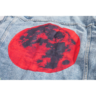 Chaqueta de Mezclilla Suelta con Estampado de Luna para Hombre - Image 3