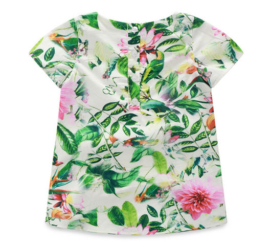 Vestido Infantil de Algodón con Estampado Floral Jacquard - Image 3