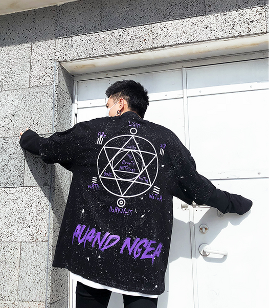 Suéter Oversize Hip Hop Unisex - Diseño de Dos Piezas con Estampado Urbano Negro - Image 6