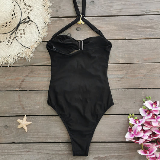 Traje de Baño Enterizo Elegante con Falda y Escote Hueco - Image 44