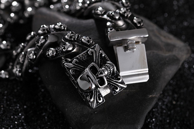 Pulsera de Acero Titanio con Calavera para Hombre - Estilo Rock Punk - Image 7