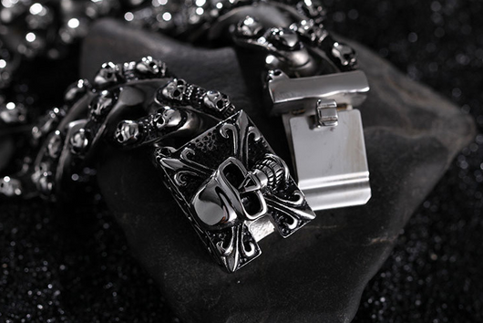 Pulsera de Acero Titanio con Calavera para Hombre - Estilo Rock Punk - Image 7