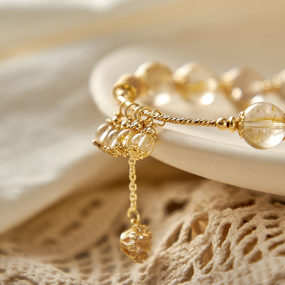 Pulsera de Cristal Cuarzo Rubio con Energía de Abundancia