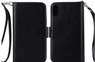 Funda iPhone X con Patrón Cuero Envejecido y 9 Ranuras para Tarjetas