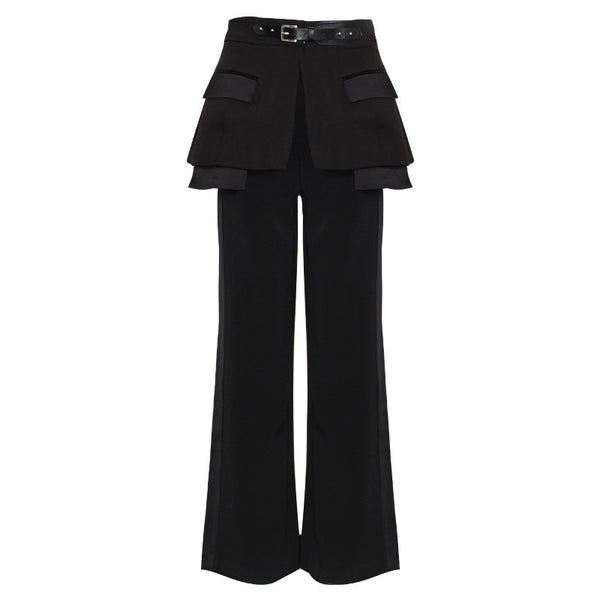 Pantalones rectos con cintura drapeada y faja integrada - Image 5