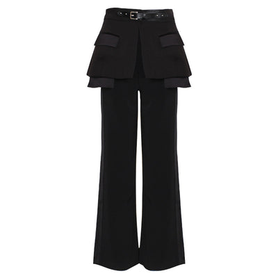 Pantalones rectos con cintura drapeada y faja integrada - Image 5