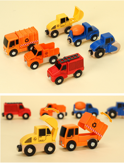 Set de Vehículos de Madera: Camión de Bomberos, Ambulancia y Grúa