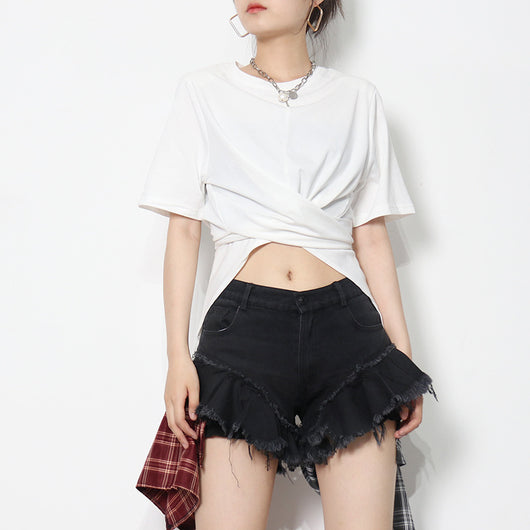 Blusa Casual de Cuello Redondo con Tirantes Irregulares - Image 4