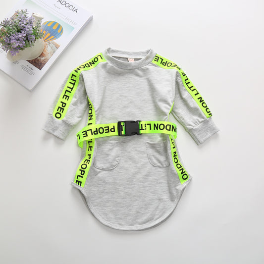 Suéter Largo Fluorescente con Letras para Niña