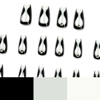 Parches de Uñas con Rhinestones Línea Negra - Manicura Adhesiva Premium - Image 9