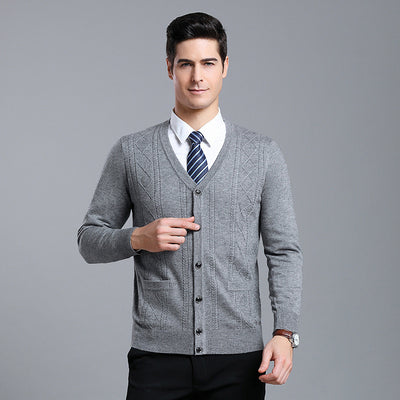 Cardigan de Lana Merino con Cuello V - Suéter Tejido Clásico para Hombre - Image 15