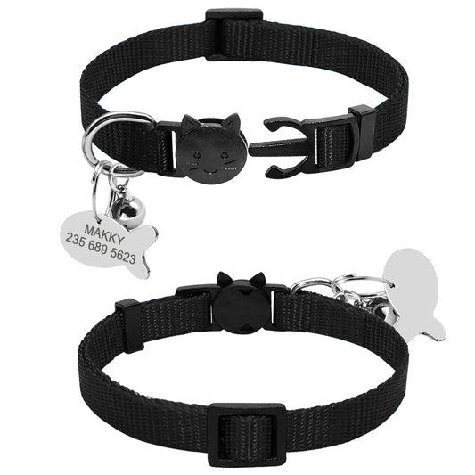 Collar de Seguridad Ajustable para Gatos con Cierre de Liberación Rápida y Placa de Identificación Personalizada - Image 2