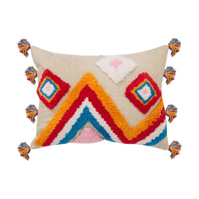 Funda de Almohada con Diseño Geométrico y Borlas - Image 8