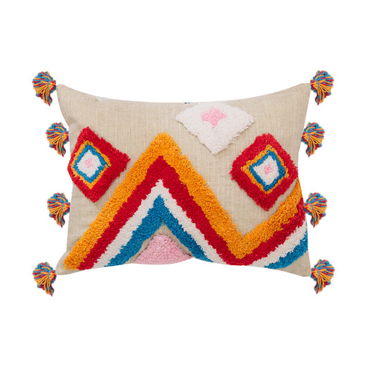 Funda de Almohada con Diseño Geométrico y Borlas - Image 8