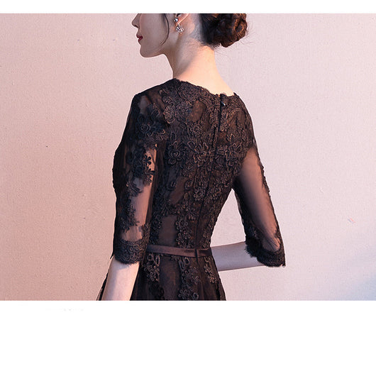 Vestido Largo Elegante Negro para Reuniones Anuales - Image 21