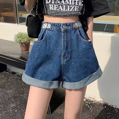Shorts Denim Retro Sueltos y Delgados con Textura Rizada