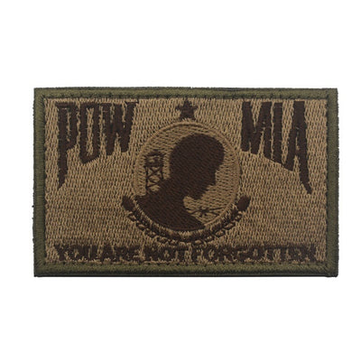 Parche Bordado Bandera POW MIA Negro y Blanco con Velcro